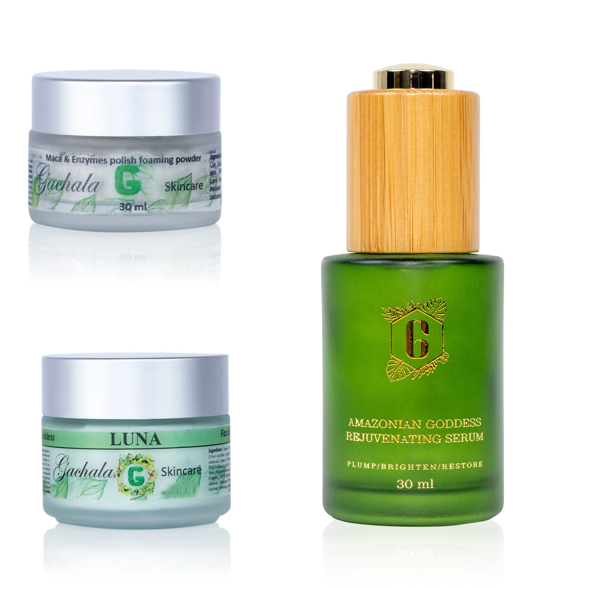 AMAZONIAN GODDESS GLOW TRIO - Exfoliant + Facial Serum + Night Cream